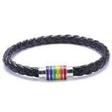 Bonky Braided Leather Pride Bracelet