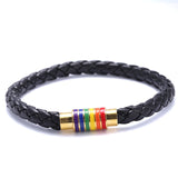 Bonky Braided Leather Pride Bracelet
