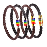 Bonky Braided Leather Pride Bracelet