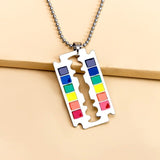 Bonky Rainbow Razor Blade Pendant Necklace